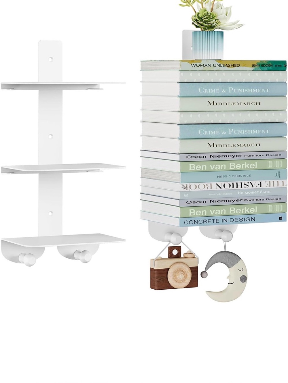 New Open Box White Vertical Spine Metal Tower for Wall Mounted Set of 2